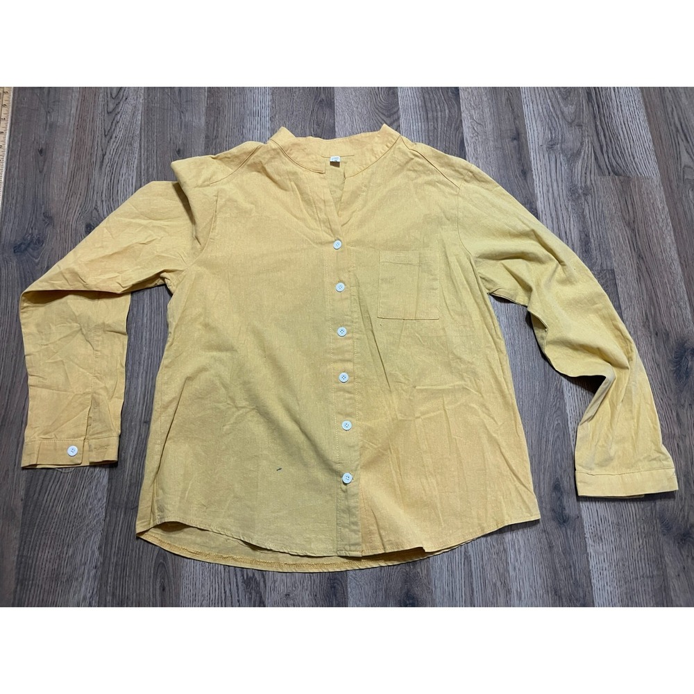 Dayou Shirt, Women's Size XL, Yellow, Button Up, Long Sleeve